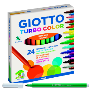 GIOTTO TURBO COLOR PENNARELLI LAVABILI ATOSSICI PUNTA FINE COLORI ASSORTITI CONF. 24 Pz.
